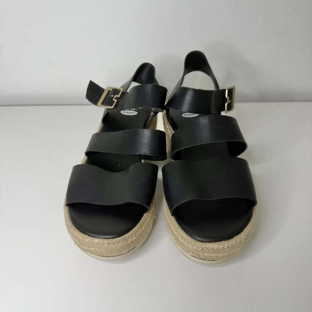 Dr. Scholls Womens Sz 8.5 Once Twice Espadrille Platform Wedge Sandal Black